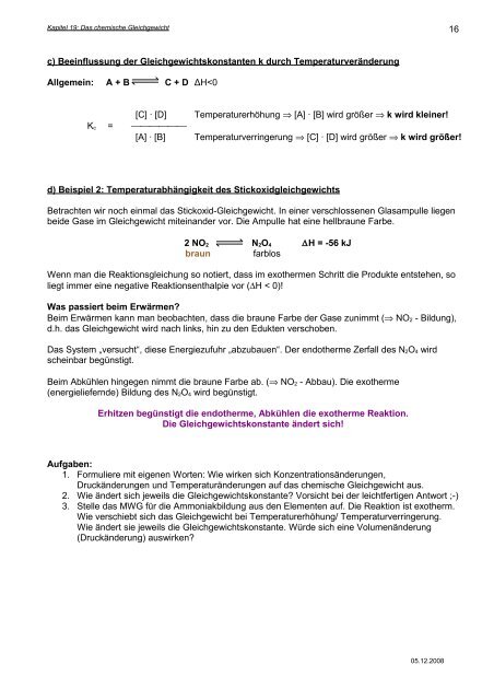 Kapitel 19: Das chemische Gleichgewicht - Hoffmeister.it