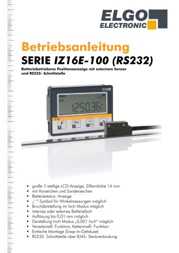 Betriebsanleitung - ELGO Electric GmbH