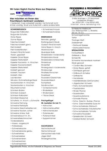 Schmidt FF Sortiment, Layout Sortiment 3 Spalten - Heineking