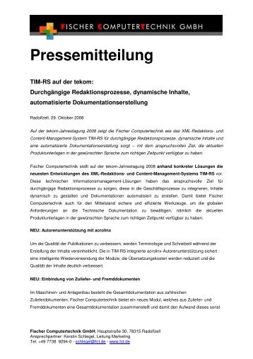 weiter zur Pressemitteilung - Tekom