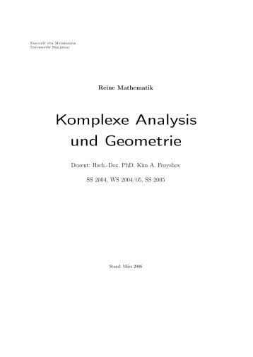 Komplexe Analysis und Geometrie - Benjamin Jurke