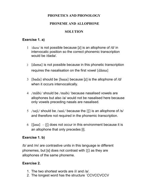 PHONETICS AND PHONOLOGY PHONEME AND ALLOPHONE ...