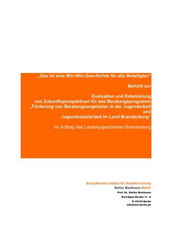 Evaluation des Beratungsprogrammes - Landesjugendamt des ...
