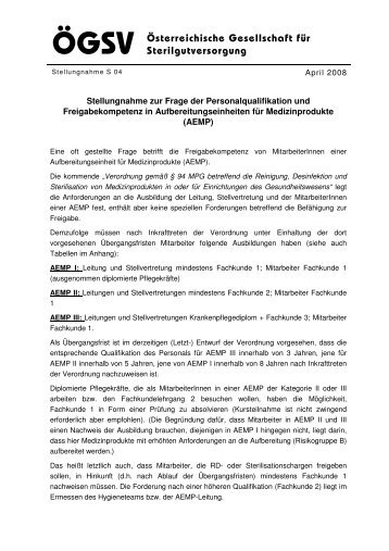ÖGSV Österreichische Gesellschaft für Sterilgutversorgung