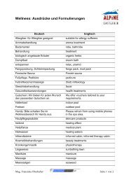 Wellness: Ausdrücke und Formulierungen - Alpine Gastgeber