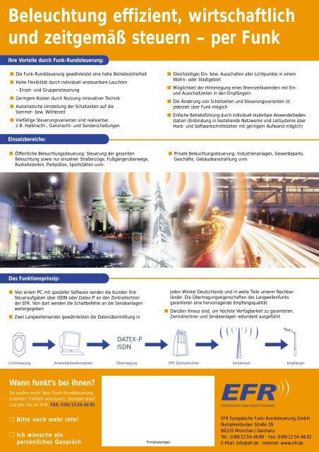 Innovative Beleuchtungs- steuerung per Funk - EFR GmbH