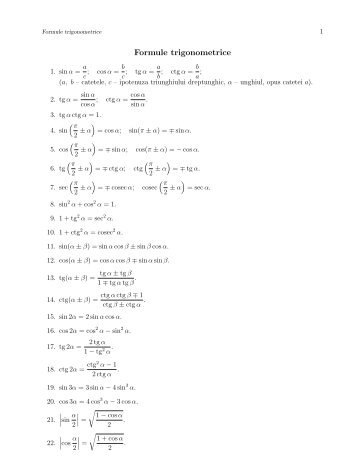 Formule trigonometrice