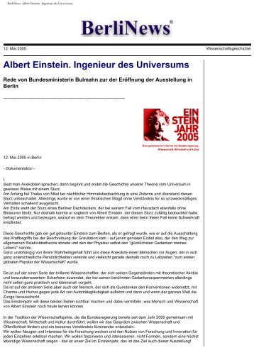 BerliNews: Albert Einstein. Ingenieur des Universums - Max-Planck ...