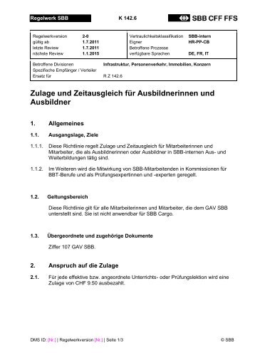 Zulage und Zeitausgleich für Ausbildnerinnen und Ausbildner - ZPV