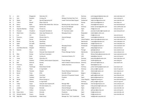 List of Participants: - solarplaza events home