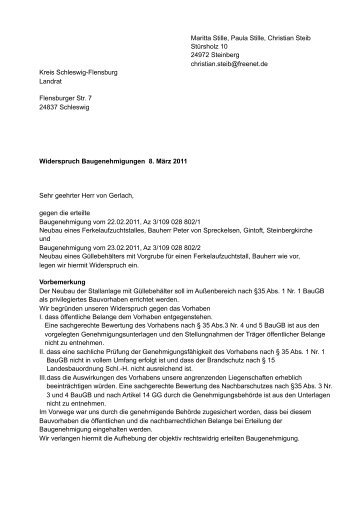 Widerspruch gegen die Baugenehmigungen - Bürgerinitiative ...