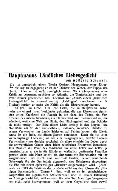 Hauptmanns Ländliches Liebesgedicht - Das Blättchen