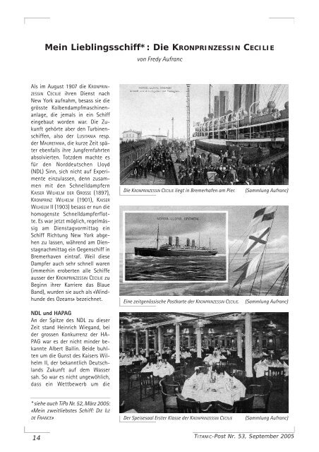 Zeitschrift des Titanic-Verein Schweiz - Wordpress Wordpress