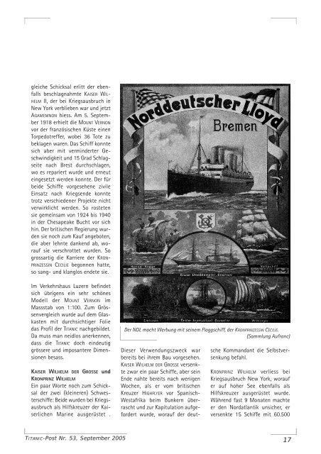 Zeitschrift des Titanic-Verein Schweiz - Wordpress Wordpress