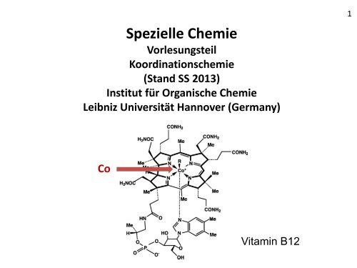 Skript SS 2013 - Institut für Organische Chemie - Leibniz Universität ...