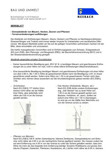 Merkblatt-Grenzsabstaende. - Neerach