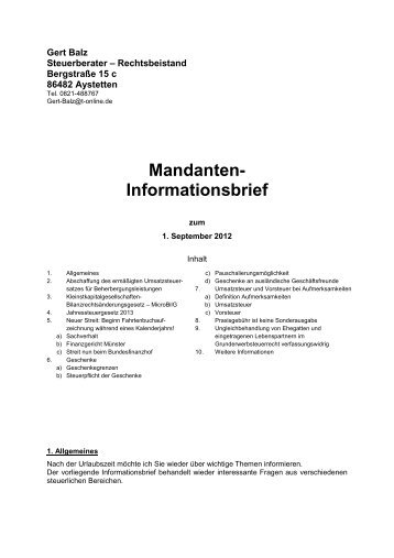 Gert Balz Mandanteninformationsbrief - Ihr-online-steuerberater.de