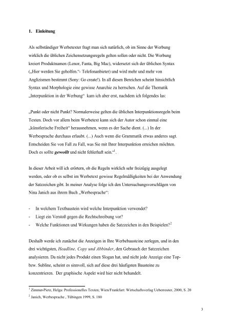 Interpunktion in Werbetexten. - Mediensprache.net