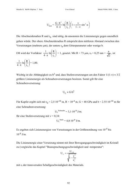 Metalle II, Teil c - Lehrstuhl Metallische Werkstoffe, Universität ...