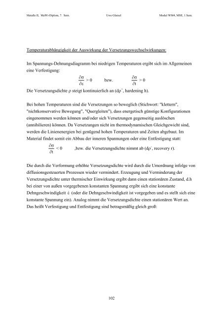 Metalle II, Teil c - Lehrstuhl Metallische Werkstoffe, Universität ...