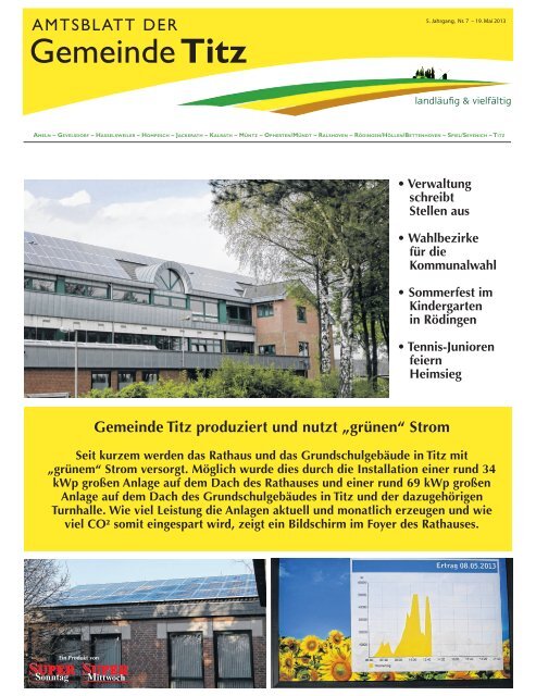 Amtsblatt Nr. 7 vom 19.05.2013 - Gemeinde Titz
