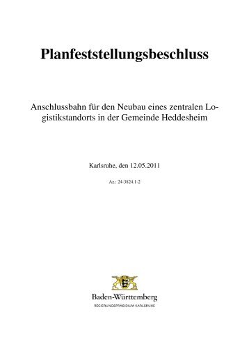 Planfeststellungsbeschluss - Die Regierungspräsidien in Baden ...
