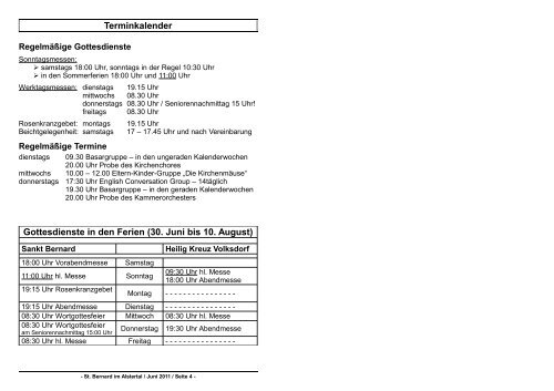 Pfarrbrief Juni 2011 - St. Bernard