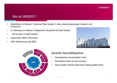 Stuttgarter Softwareforum - UNISERV - Data Quality für SAP