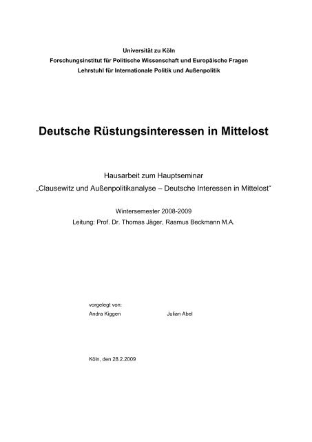 Hausarbeit - Lehrstuhl für Internationale Politik und Außenpolitik ...