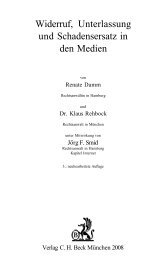 Widerruf, Unterlassung und Schadensersatz in den Medien