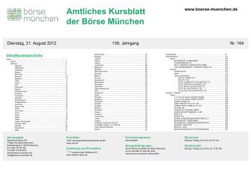 Amtliches Kursblatt der Börse München