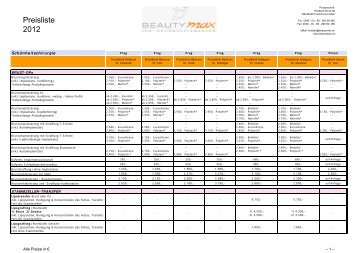 Preisliste 2012 - Beautymax