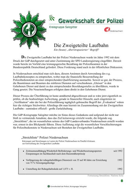 Die Zweigeteilte Laufbahn - Gdp-salzgitter.de