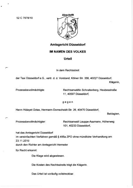 Urteil Rechtsanwalt Martin Lauppe Assmann