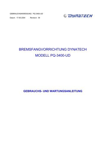 BREMSFANGVORRICHTUNG DYNATECH MODELL PQ-3400-UD