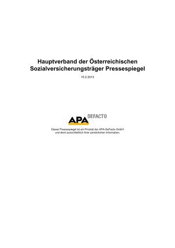 Pressespiegel vom 15. Februar 2013 Nr. 34 - Hauptverband