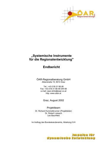 „Systemische Instrumente für die Regionalentwicklung ... - RegioWIN