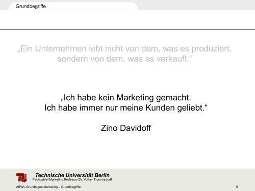 Grundbegriffe - Fachgebiet Marketing - TU Berlin