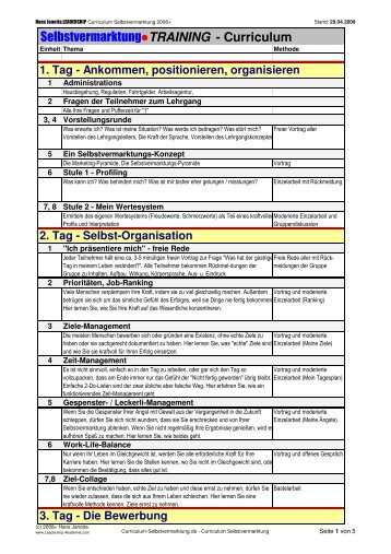 SelbstvermarktungTRAINING - Curriculum - Vorstellung als Dozent