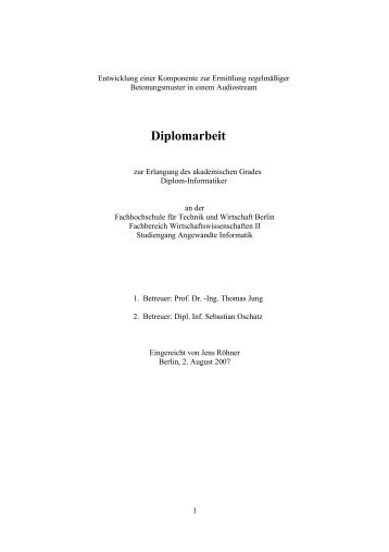 Volltext der Diplomarbeit im PDF-Format - Fachbereich 4: HTW Berlin