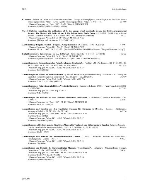 07 nature : bulletin de liaison et d'information ... - Ville de Genève