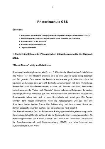 Jugend debattiert und Rhetorik - Geschwister-Scholl-Schule