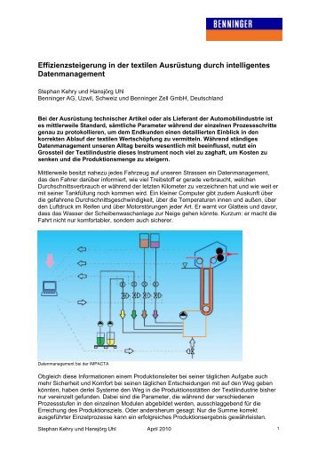 Effizienzsteigerung in der textilen Ausrüstung durch ... - Benninger AG