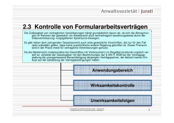 2.3 Kontrolle von Formulararbeitsverträgen - Anwaltssozietät Jurati