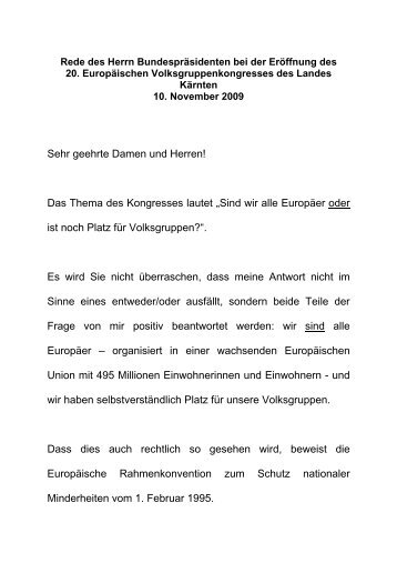 Sehr geehrte Damen und Herren! Das Thema ... - Bundespräsident