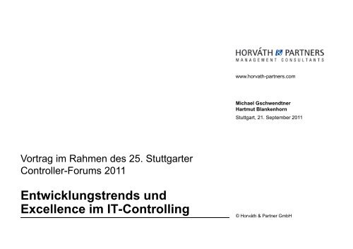 Entwicklungstrends und Excellence im IT-Controlling Excellence im ...