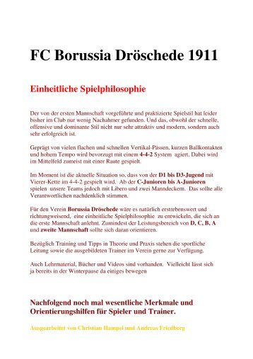 einh. Spiel- philosophie - FC Borussia Dröschede