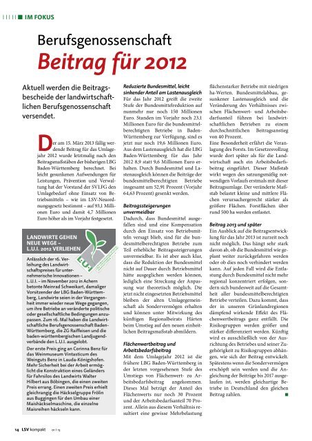 LSV kompakt 1/2013 - Sozialversicherung für Landwirtschaft ...