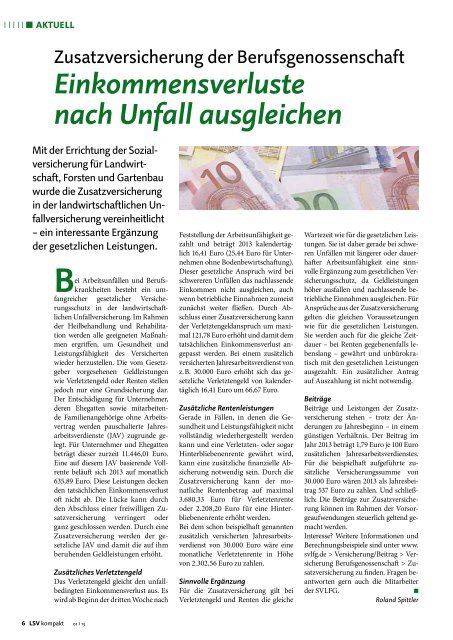 LSV kompakt 1/2013 - Sozialversicherung für Landwirtschaft ...