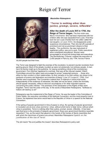 FREE Reign Of Terror Essay reign of terror essay